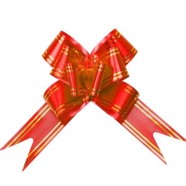 Imagem de 10 Laço Fácil para Presente 30mm - AAZ, Listrado Vermelho