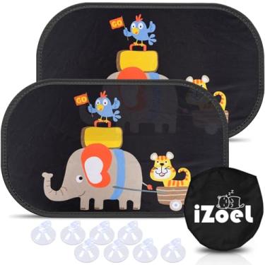 Imagem de MOVINPE Protetor solar de carro para bebês e crianças, pacote com 2 unidades de janela lateral estática 80GSM para-sol traseiro universal com 8 ventosas e bolsa de armazenamento - Brilho solar e