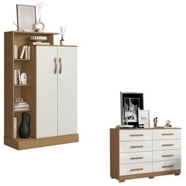 Imagem de Cômoda 8 Gavetas 2014148 e Armário Multiuso Florença 2000199 Atacama O