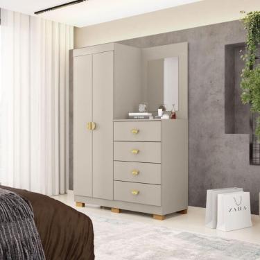 Imagem de Cômoda Roupeiro 4 Gavetas Espelho Gerórgia Fendi
