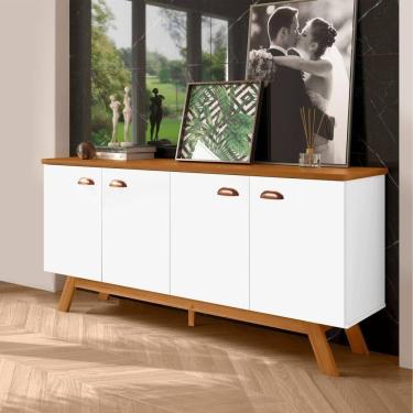 Imagem de Buffet Retrô River 4 Portas Branco Nature