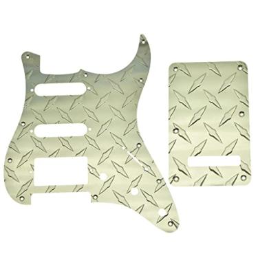Imagem de KAISH Placa de diamante premium 11 furos Strat HSS Pickguard placa de alumínio contra arranhões e placa traseira Tremolo Trem capa com parafusos para American/Mexicano FD Stratocaster Gold