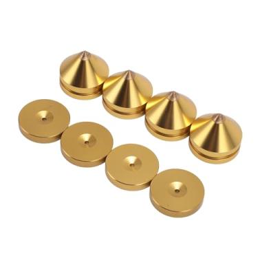 Imagem de POENVFPO 4 Defina o Alto -falante Isolation Feet Aluminum Ligy Spike, Material de Alta Densidade para o Amplificador de DVD Player de CD, Qualidade de Som Aprimorada, para Entusiastas de (Ouro)