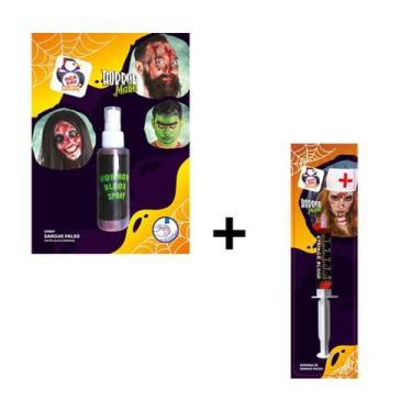 Imagem de Kit com 1 Frasco de Sangue Falso 59ml + 1 Seringa 5ml Para Maquiagem H
