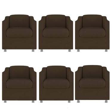 Imagem de Kit 6 Poltronas Bia Decorativa Reforçada Recepção Clinica Salão Sala De Estar Suede