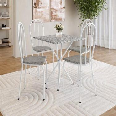 Imagem de Conjunto sala de Jantar Mesa Quadrada 70cm Tampo Granito com 4 Cadeira
