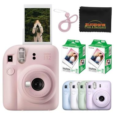 Imagem de Fujifilm Câmera instantânea Instax Mini 12 rosa com 40 folhas Fujifilm Instax Mini Filme, pano de limpeza de microfibra Sunshine Photo incluído