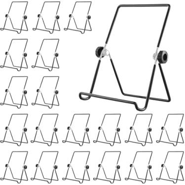 Imagem de HAKZEON Pacote Com 20 Suportes De Exposição Arame Metálico, Cavaletes Ajustáveis 7 X 5,5", Suporte Dobrável Preto Para Utensílios Cozinha, Obras Arte, Porta-Retratos, Arte Mesa, Revistas, Itens Cole