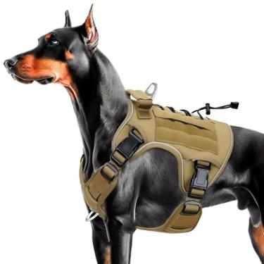 Imagem de Peitoral tático resistente para cães grandes, colete refletivo ajustável sem puxão com sistema Molle, controle de nível militar K9 para treinamento de serviço, atividades ao ar livre e mais de 10
