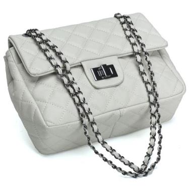 Imagem de Bolsa Feminina Couro Legitimo Matelassê Média - Cosenza, Offwhite c, G