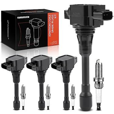 Imagem de A-Premium Pacote De Bobinas Ignição E Velas Irídio Compatíveis Com Nissan Versa 2012-2019 1.6L 1.8L, Note 2014-2019 1.6L, Micra 2015-2019, Conjunto 4 Peças