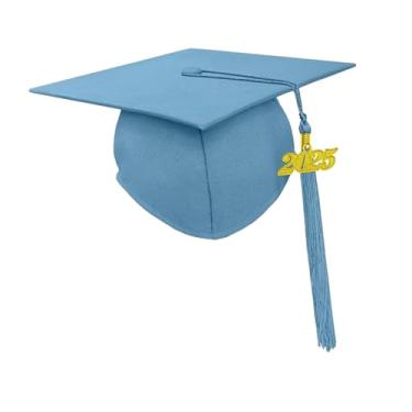 Imagem de Esquirla Boné de formatura com borla e pingentes de 2025, boné acadêmico para estudantes de pós-graduação, Azul Claro
