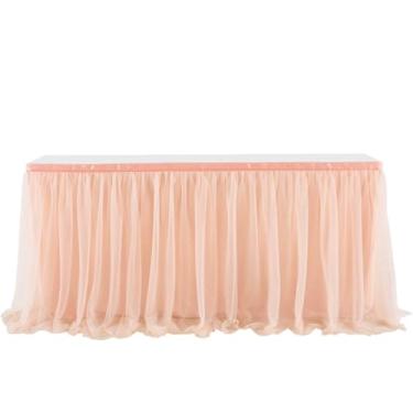 Imagem de Saias de mesa opcionais de 4 pés/6 pés/8 pés, tule para aniversário, festa de casamento, tutu, chá de bebê, festa de casamento, decoração para casa, ouro rosa, 6 pés 1,83 x 0,77 m