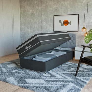 Imagem de Cama Box Baú Solteiro Preto + Colchão Paris Molas Preto - eShop casa