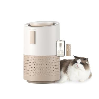 Imagem de Purificador de ar para animais de estimação, remoção avançada de odor TiO2, cobertura de 320 a 540 pés², detecção de qualidade do ar TVOC, filtro H13 com substituição magnética, silencioso de 18 a 64
