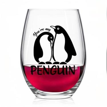 Imagem de Pishovi Taça de vinho pinguim, presentes de aniversário de Natal para amantes de pinguim, mulheres, homens, presentes de dia dos namorados para marido, esposa, namorado, namorada, presente de