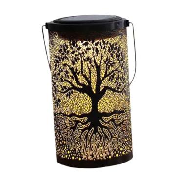 Imagem de ＡＷＨＡＯ Luminária solar suspensa de metal IP55 à prova de intempéries para áreas externas, luzes solares suspensas para quintal, caminho, cerca, pátio, árvore