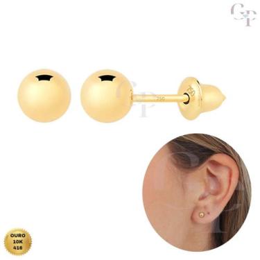 Imagem de Brinco de Ouro 10k Bolinha 4mm para Recém Nascido, Crianças e Adultos 
