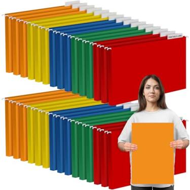 Imagem de Dispowreath 11 x 17 pastas de arquivo extra grandes para organizador de armário de arquivo, pastas suspensas expansíveis resistentes, abas de plástico transparente ajustáveis de corte 1/5, inclui