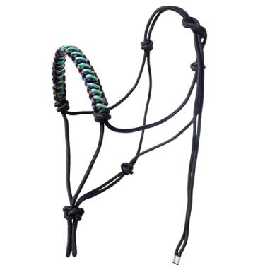Imagem de horzmetnex Cabides de corda para cavalos, cabide de treinamento de corda de cavalo, múltiplo, bonito trançado à mão, cabresto de corda de cabeça de cavalo (preto, padrão)