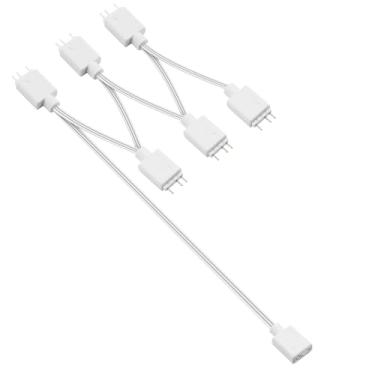 Imagem de YAODHAOD Cabo divisor ARGB de 3 polos 5V e cabo de extensão, divisor de 1 a 3/4/6, para resfriador de CPU 5 V e tiras de luz LED (branco, 1 a 6)