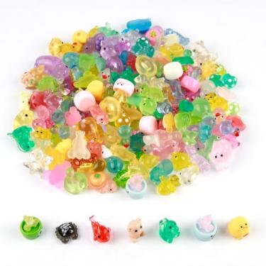 Imagem de 185 peças luminosas mini animais de resina, miniaturas de animais acrílicos que brilham no escuro, figuras de micro patos a granel para esconder acessórios de jardim de fadas faça você mesmo no jardim