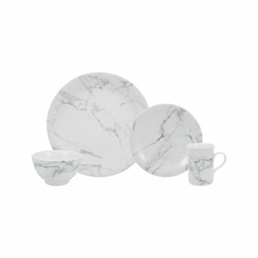 Imagem de Serviço de 24 Peças com Bowl e Caneca em Porcelana, Decoração Mármore Cinza, Porcelana Schmidt