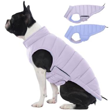 Imagem de Lelepet Casaco acolchoado reversível para cães quente colete acolchoado à prova de vento leve para clima frio casaco de cachorro com gancho e laço casacos para cães médios, não cai, fácil de colocar
