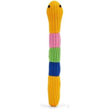 Imagem de Brinquedo de gato cobra de crochê com erva de gato orgânica certificada – pelúcia de crochê macio, brinquedo interativo para mastigar e dentário para gatos e gatinhos, PP (amarelo, 1 pacote)