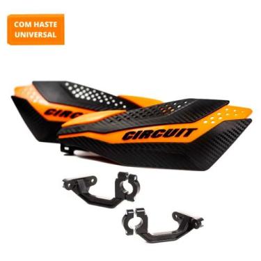 Imagem de Protetor de Mão Circuit - Dakar - Carbono e Laranja - Modelo Universal