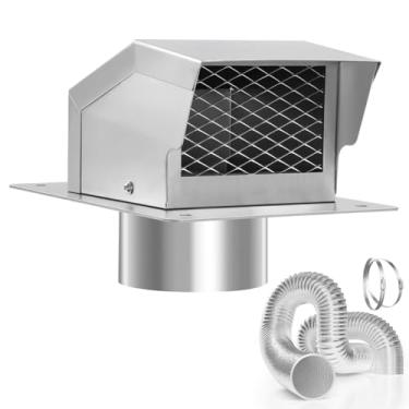 Imagem de Kit de ventilação de telhado de aço inoxidável, ventilação de teto removível, ventilação de teto de exaustão de banheiro para secador, aço galvanizado com amortecedor, dutos de alumínio de 1,5 m e