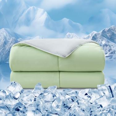 Imagem de EMME Edredom refrescante solteiro GG, cobertor refrescante de tecido frio dupla face para pessoas com sono quente, Q-Max>0,45 Colcha de verão respirável para suéter noturno, enchimento de edredom leve