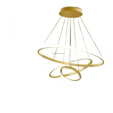 Imagem de 3 Cores em 1 luz Lustre Para Sala Lustre Pendente Cozinha Luminária de Teto Led Nordic Moderno Decoração Para Sala(Estilo A/Ouro / 110V-220V)