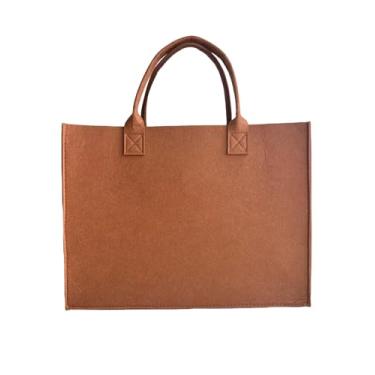 Imagem de DxXU SewLife 1 bolsa de feltro para mercearia, bolsa portátil grande, reutilizável, para lembrancinhas de festa, academia, praia, artesanato DIY (8. Marrom)
