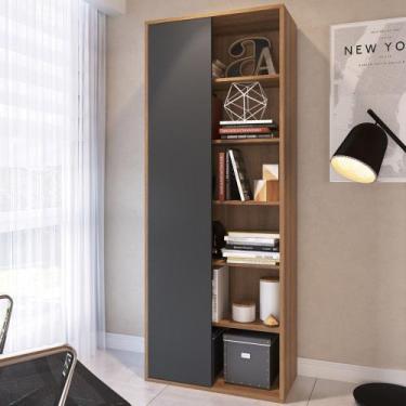 Imagem de Estante Livreiro Multiuso 1 Porta Chelsy Grafite/Mel Z54 - Mpozenato, 