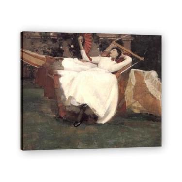 Imagem de The Red Fan John Lavery Iconic Realist Portrait & War Scene Canvas Art – Decoração de parede irlandesa atemporal para casa emoldurada 30 x 36 cm