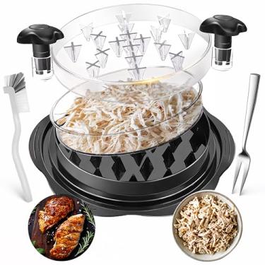 Imagem de Absorich Triturador de frango grande, máquina de triturar carne visível, livre de BPA, cabo ergonômico, adequado para frango, triturador de peito de frango, ferramenta de torção com escova e garfo