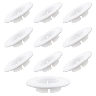 Imagem de Tsnamay 10 peças de flange dividida na parede, cobertura de dutos de ar condicionado de PVC para dutos de ar condicionado, dutos de fiação para furos de 6,5 a 7 cm