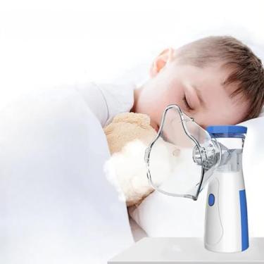 Imagem de Nebulizador Inalador Ultrassônico Portátil, Recarregável USB, Branco, Silencioso, Compacto, 12x8x8 cm, para Crianças, Adultos e Idosos, Alívio Respiratório