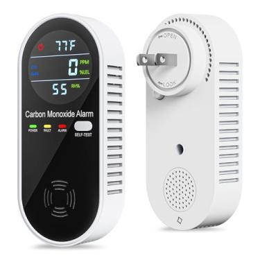 Imagem de Detectores portáteis de monóxido de carbono, plugue 4 em 1, detector de gás para casa, trailer, quarto de hotel – Alarme de gás natural e CO com visor de temperatura e umidade (pacote com 1)