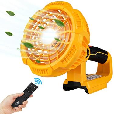 Imagem de Zinkiwayr Ventilador portátil sem fio compatível com Dewalt Ventilador de acampamento com bateria de 14,4 V-20 V com luz LED de 300 LM e porta USB para viagem, tenda, escritório, casa, piquenique
