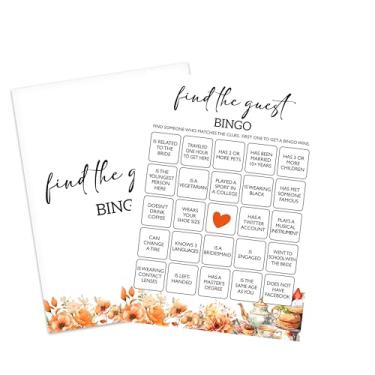 Imagem de Jogos de chá de panela, cartões de jogo de chá de casamento de outono, suprimentos de decoração de festa nupcial floral de outono, jogos de despedida de solteira de noivado para 25 convidados, jogo de