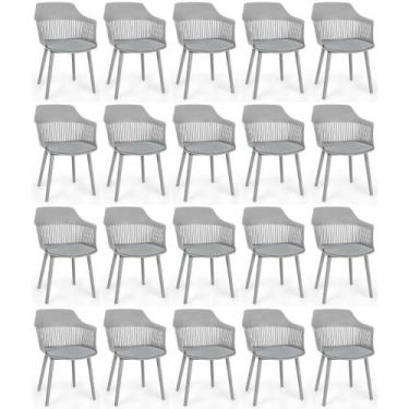 Imagem de Kit 20 Cadeiras de Jantar Estofada Marcela - Cinza - Magazine Decor