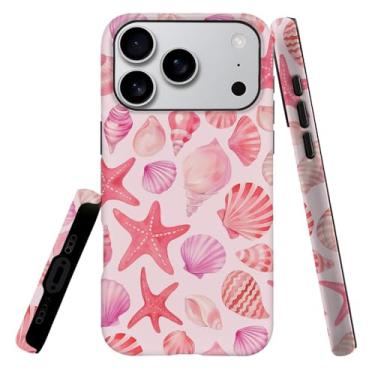 Imagem de Capa compatível com L16QX Pro, capa rígida híbrida de 2 camadas, macia à prova de choque para meninas e mulheres, padrão de estrelas do mar de conchas rosa