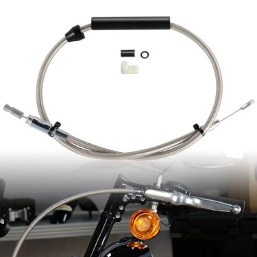 Imagem de TIGERSGATE Linha de embreagem superior do guidão de 30,5 cm, cabo de embreagem trançado de aço de comprimento estendido de 125 cm para Harley Touring 2021-Up e softtail 2018-up, prata