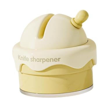 Imagem de Ｂｅｓｇａ Afiador de facas, ferramenta de afiação de cerâmica com ventosa, acessório confortável, afiador profissional de canivetes pequenos, Amarelo