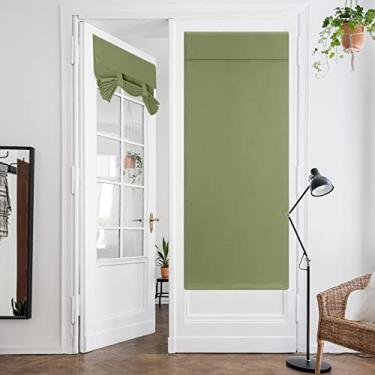 Imagem de HOMEIDEAS Cortina de porta francesa blecaute verde sálvia, cortinas de porta de privacidade para janela, persianas para janela de vidro, persianas de amarrar com isolamento térmico para quarto, 66 x