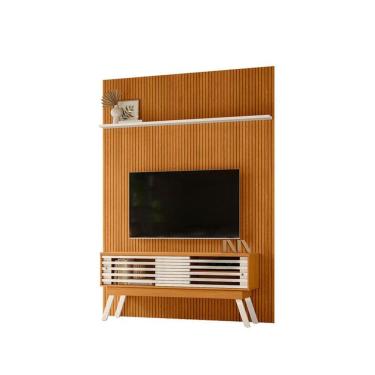 Imagem de Painel Piso Teto New Interlagos com Rack Bancada Frizz 1.5 New Premium Cinamomo Off White - Madetec