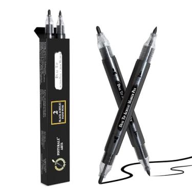 Imagem de Pinturale Arts Caneta de tinta acrílica preta | Conjunto de 2 marcadores de tinta acrílica preta com ponta dupla (fino 0,7 mm e médio 3 mm) | Para cerâmica, pintura rupestre, vidro, madeira, tela