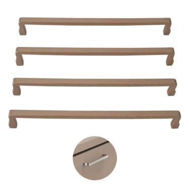 Imagem de Puxador Alça Dourado Tomina Torralba Furação 128mm 4 Unidades